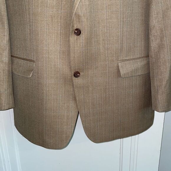 Lauren Ralph Lauren tan striped silk/wool blazer - Picture 3 of 7